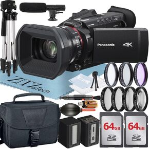 Panasonic HC-X1600 Camcorder with 2 Pack 64GB Memory Card + Case + Microphone + Filter Kit Accessory Bundle