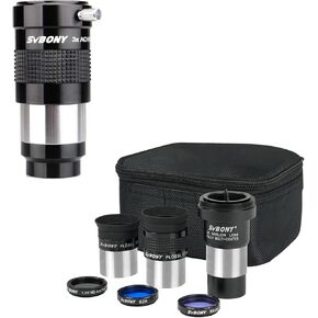 SV233 7PCS Telescope Accessory Kit for Beginner, 6mm 17mm Telescope Eyepiece, 2X Barlow Lens, Moon Filter, ND4, 82A Color Filter Bundle with Fully-Multi Coated 3X Barlow Lens, for Astronomy Visual