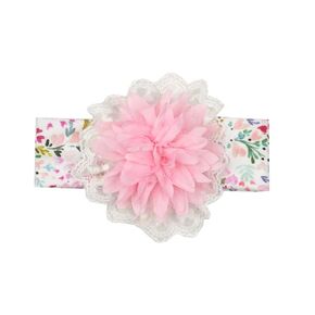 Haute Baby Pink Alicious Infant Baby Girl Floral Cotton and Headband and Bows-Pink