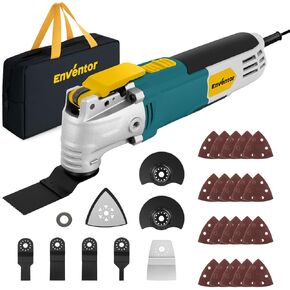 Enventor Oscillating Tool, 2.5Amp Electric Oscillating Multi Tool Kit Corded, 6 Variable Speeds, 3° Oscillating Angle Oscillating Saw with 28pcs Saw Accessories for Cutting, Scraping, Sanding, Blue