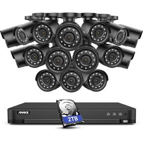 ANNKE 32-Channel Security Camera System, H.265+ 1080P Video AI DVR Recorder with 2TB Surveillance Hard Drive and (16) 2.0MP Weatherproof CCTV Camera with Superior Night Vision, Human/Vehicle Detection