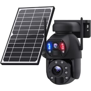 Welaso Solar Powered Security Camera Outdoor,4G/WiFi Dual Lens,20x/36x Zoom,6MP Resolution,PIR Human Detection,Color+IR Night Vision,Two-Way Audio,IP66 Waterproof (36X Optical Zoom, WiFi Version)