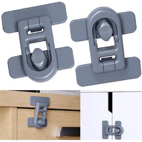 2-Pack Cabinet Lock Childproof for Refrigerator Door Drawer Freezer RV Oven Cupboard Closet Box, 90 Degree Fridge Latches Petproof Baby Proofing for Toddler Cat Dog Kitchen, Strong Adhesive