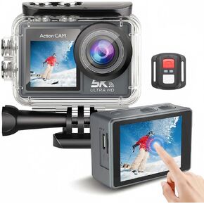 ZENQUEST M40R 5K30FPS 20MP WiFi Action Camera Dual Front and Rear Screens Display 30M Waterproof and 10 in 1 Action Video Camera Accessories Kit Bundle (M40R+64G)