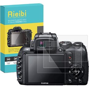 Rieibi (3 Packs) Screen Protector for Fujifilm FinePix HS35EXR HS33EXR Digital Camera, 0.33mm 9H Hardness Tempered Glass Film for Fuji HS35 HS33 Anti-Fingerprint Anti-Scratch Ultra-clear