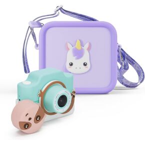 Kidamento Camera Silicone Bag Bundle - Digital Camera for Children and Camera Case - Model K Zippy The Sloth - Silicone Bag Purple Unicorn