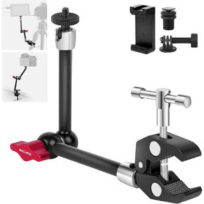 11" Articulating Magic Arm Clamp Mount, Magic Arm Camera Mount with Super Clamp, Magic Arm Crab Clamp for DSLR Action Camera Monitor Video Light, Max. Load 4.4lbs for Table & Tube (SY009)