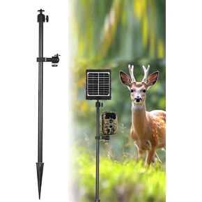 Trail Camera Mount, Adjustable Height 42.13 to 58.66 Inches, 1/4" x 20 Screw, 360° Rotatable Heavy-Duty Camera Holder Post for Trail Cameras, Solar Panels, and Fishing Lights