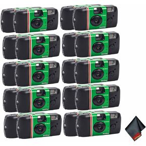 FUJIFILM QuickSnap Flash 400 One-Time-Use Disposable Camera (27 Exposures, 10x 2-Pack) + Microfiber Cleaning Cloth