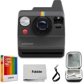 Polaroid Now Generation 3 I-Type Instant Camera (Coral) Bundle with Color I-Type Film (8 Exposures), Hard Protective Case, USB-C Charging Cable, and Wrist Strap