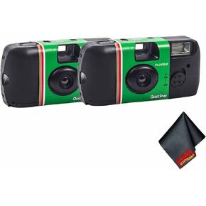 FUJIFILM QuickSnap Flash 400 One-Time-Use Disposable Camera (2X 27 Exposures) + Microfiber Cleaning Cloth