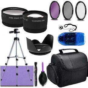 58mm Accessory Bundle for Canon EOS 80D, 77D, Rebel T7, T7i, T6, T6i, T5, SL2, SL3 Includes - 3pc-58mm Filter Kit, Wide & Telephoto Lens, Lens Hood + Camera Case and More