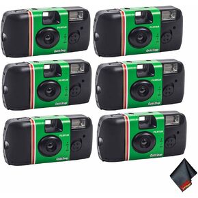 Fujifilm Quicksnap Flash 400 كاميرا يمكن التخلص منها لمرة واحدة (27 تعريضًا ، 3 × 2 عبوة) + قطعة قماش لتنظيف الألياف الدقيقة