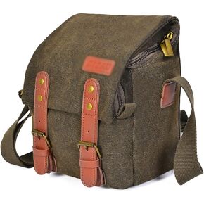 Waterproof Camera Bag Retro Shoulder Cross-Body Camera Sling Bag DSLR Photo Bag Canvas Men's Bag (Color : Brown Size : One Size)