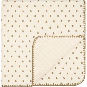 Baby Blanket Double Layer Cotton Muslin, 40x40Inch Soft Minky Blanket with Dotted Backing, Baby Gifts for Girls Boys Toddlers Newborn (Heart)