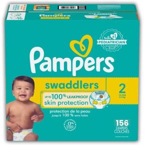 Pampers Swaddlers Diapers - Size 2, One Month Supply (156 Count), Soft Disposable Baby Diapers