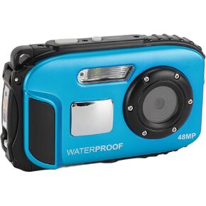 aqxreight Diving Camera 1080P 48MP Compact Camera with 2.4 Inch Color Screen and 32GB Memory Card (Blue)