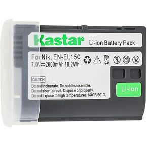 Kastar 2-Pack Battery Replacement for Nikon Z 5 Z5, Z 6 Z6 Z6 II, Z 7 Z7 Z7 II Z 7 Q3 Z7Q3, Z 8 Z8, 1V1, D500, D600, D610, D750, D780, D800 D800E, D810 D810A, D850, D7000, D7100, D7200, D7500 Camera
