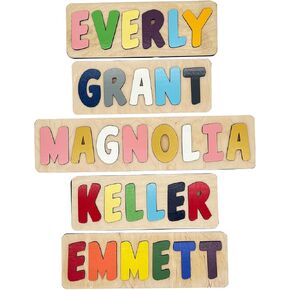 Bird's Wood Shack Personalized Wooden Name Puzzle for Kids and Children, USA Made, Montessori Toy for Baby or Toddler, First Birthday Gift, Easter for Boy & Girl. 1-3 Years