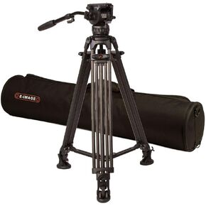 Ikan 2 Stage Carbon Fiber Video Tripod w/ GH06 Fluid Pan/Tilt Head, Maximum Height: 73″, 75mm Bowl, Variable Tilt/Drag, 13.2 lb Capacity, Includes Padded Shoulder Bag (EG06C2) - Black