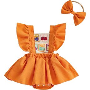 Tempura Baby Girl Clothes Newborn Romper Dress Infant Fly Sleeve Summer Outfits with Headband 0-18 Months