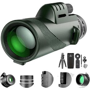 Stscope360 Monocular, High Power Long Range Telescope for Adults with Phone Adapter & Tripod, 2025 Portable HD Long Range, for Bird Watching, Camping, Travel & Low-Light Viewing (Green 40 * 60)