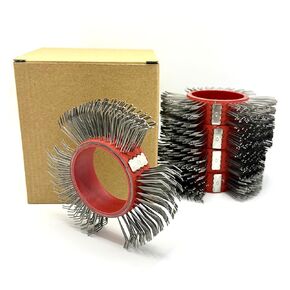 Abrasive Wire Wheel Belt/Replacement Coarse Grinder Brush/Rust Removal/Metal Blaster Clearing/Bristle Blasting Tool for Efficient Surface Preparation（0.7mm Carbon Spring Steel, A Box with Five Belts）