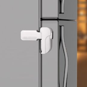 2 Pack Upgrade Child Proof Refrigerator Lock with Two Ways to Open, Home Fridge Freezer Door Lock Latch Catch to Keep Door Closed, no Tools Need or Drill (Grey)