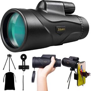 12?50 Monocular Telescope, High Resolution Image Processing for Adults Waterproof Monocular Telescope with Mobile Phone Holder Stand FMC Lens BAK4 Prism Suitable for Camping Tour Bird Watching Happy