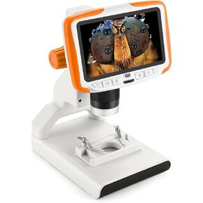 200X Digital Microscope with 5" IPS Screen, 8 LED Lights, Adjustable Magnification, for Science, Education, and Coin Collecting