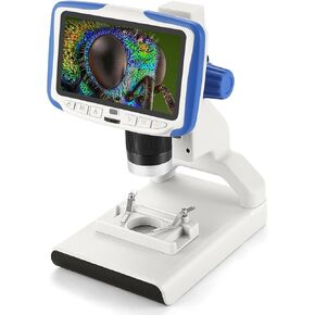 200X Digital Microscope with 5" IPS Screen, 8 LED Lights, Adjustable Magnification, for Science, Education, and Coin Collecting