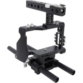 DSLR Rig Camera Cage, Video Stabilizer Kit with Matte Box Follow Focus, Lightweight Aluminum Alloy, for A6300 Photography, Compatible with Lights and DSLR Cameras