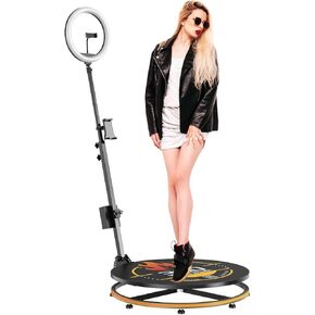 360 Photo Booth Machine with APP Control Auto Spin - Includes Flight Case, RGB Lighting for 1-2 People Party Camera for Weddings/Professional Events (27in-CD)