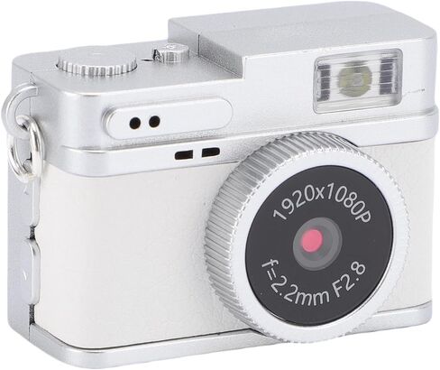 Yunseity Mini Keychain Camera, 32GB Retro Micro Digital Camera with 0.96 Inch Color Screen, 1080P 2MP Tiny Compact Pocket Video Recorder with LED Fill Light, 6 Filters for Travel (White) in Saudi Arabia