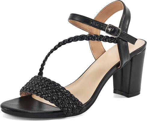 HARENCE Heels for Women Dressy Sandals: Womens Open Toe Ankle Strap Block Chunky Heeled Sandal Dress Shoes for Wedding Prom Party Work in Saudi Arabia