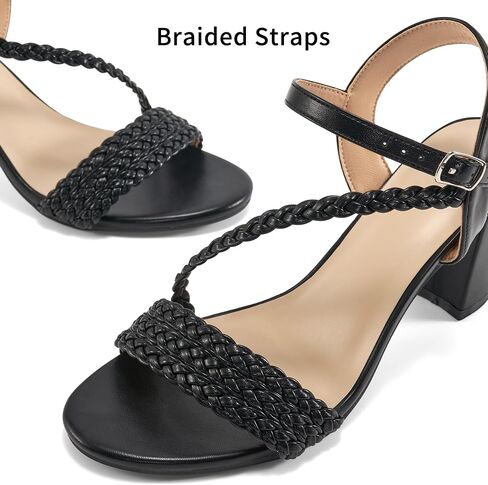 HARENCE Heels for Women Dressy Sandals: Womens Open Toe Ankle Strap Block Chunky Heeled Sandal Dress Shoes for Wedding Prom Party Work in Saudi Arabia