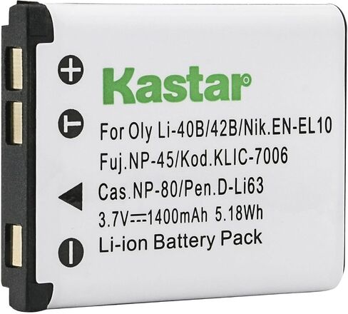 Kastar Li-42B Battery 1-Pack Replacement for Olympus FE-300 FE-320 FE-330 FE-340 FE-350 FE-360 FE-3000 FE-3010 FE-4000 FE-4010 FE-4030 FE-4050 FE-5000 FE-5010 FE-5020 FE-5030 FE-5035 Camera in Kuwait