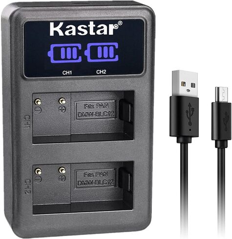 KASTAR DMW-BLC12 LED2 USB Battery Charger متوافق مع Panasonic DMW-BLC12 DMW-BLC12E DMW-BLC12GK DMW-BLC12PP ، شاحن Panasonic DE-A79 DE-A79B ، in Saudi Arabia
