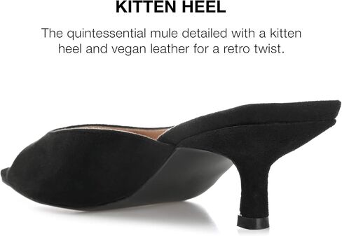 Journee Square Open Toe Kitten Heel Pump for Women - Larna Slip-On Heeled Fashion Sandal in Saudi Arabia