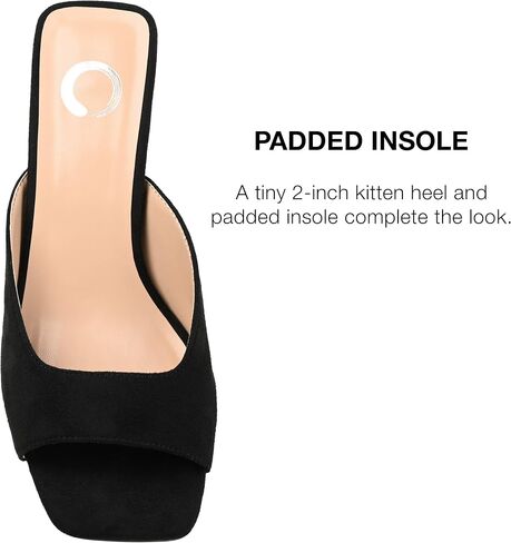 Journee Square Open Toe Kitten Heel Pump for Women - Larna Slip-On Heeled Fashion Sandal in Saudi Arabia
