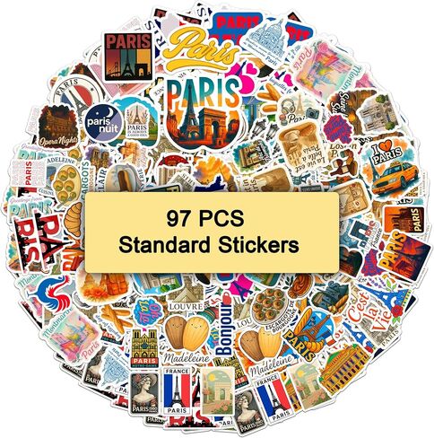 100PCS Paris Stickers Pack Travel Vinyl Waterproof France Sticker for Kids Teens Adults Aesthetic Decal Decorative Funny Car Bumper Decals Water Bottle Helmet Phone Birthday Gift in Saudi Arabia