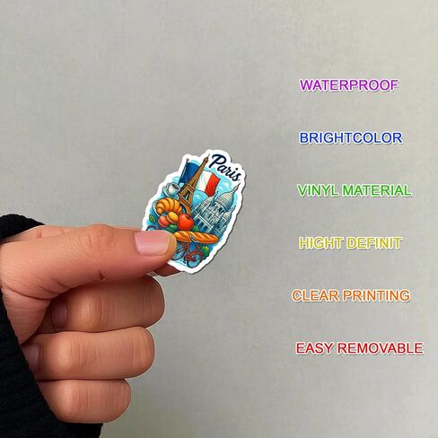 100PCS Paris Stickers Pack Travel Vinyl Waterproof France Sticker for Kids Teens Adults Aesthetic Decal Decorative Funny Car Bumper Decals Water Bottle Helmet Phone Birthday Gift in Saudi Arabia