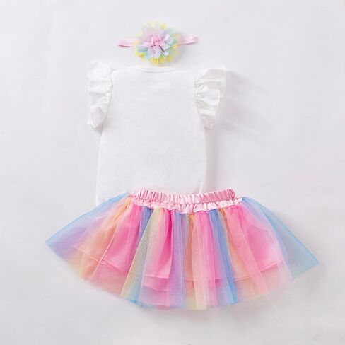 Baby Girls 1st Birthday Outfits Short Sleeve Romper Tutu Skirt Sets with Headband One Year Old Girl Clothes in Saudi Arabia