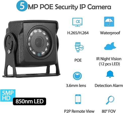 5MP IP65 POE POE IP Mini Camera ، 940NM غير مرئي LED INNTRARED POE Camera Light Vision ، 3.6 مم عدسة MINI MINIE INDOOR/Outdoor Security Cam Motion ، PC/PHONE APP (I704-3-P-HSV6) in Kuwait