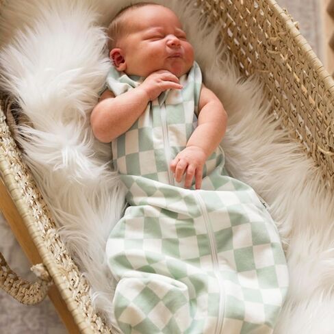 Tiny Twinkle Baby Sleep Sack 3-6 Months 1.0 TOG, Cotton & Elastane Wearable Blanket, Swaddle Transition Micro-Fleece, Machine Washable(Sage Checkers) in Saudi Arabia