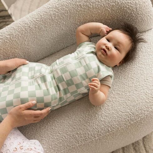 Tiny Twinkle Baby Sleep Sack 3-6 Months 1.0 TOG, Cotton & Elastane Wearable Blanket, Swaddle Transition Micro-Fleece, Machine Washable(Sage Checkers) in Saudi Arabia