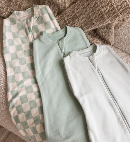 Tiny Twinkle Baby Sleep Sack 3-6 Months 1.0 TOG, Cotton & Elastane Wearable Blanket, Swaddle Transition Micro-Fleece, Machine Washable(Sage Checkers) in Saudi Arabia