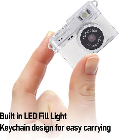 Dpofirs Keychain Camera, 1080P FHD Mini Pocket Camera with 0.96 Screen, LED Fill Light Rechargeable Battery for Outdoor Travel (White) in Kuwait