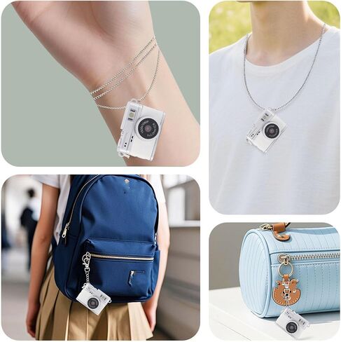 Dpofirs Keychain Camera, 1080P FHD Mini Pocket Camera with 0.96 Screen, LED Fill Light Rechargeable Battery for Outdoor Travel (White) in Kuwait