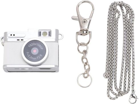 Dpofirs Keychain Camera, 1080P FHD Mini Pocket Camera with 0.96 Screen, LED Fill Light Rechargeable Battery for Outdoor Travel (White) in Kuwait